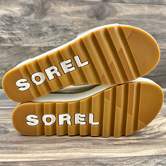 NIB Sorel Cameron 9.5M Flatform Platform Ankle Strap Leather Sandals Taupe - Picture 7 of 10